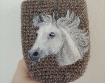 Horse felted can cozy