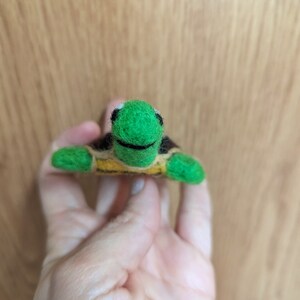 small green needle felted turtle image 5