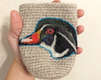 Wood Duck can cozy Needle felted