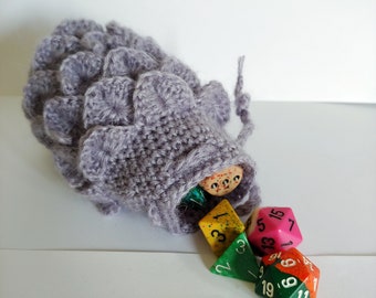 Scale dice bag soft lilac purple , Crocodile stitch