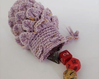 Scale Dice bag lilac purple and yellow specks pouch / crocodile stitch