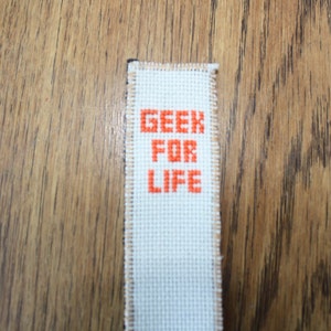 Geek for life cross stitch bookmark image 1
