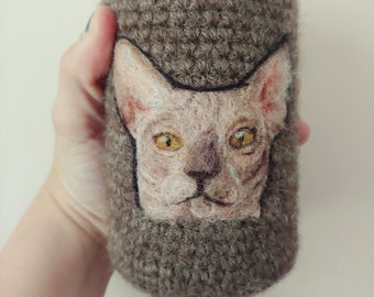 Sphynx cat can cozy Needle felted