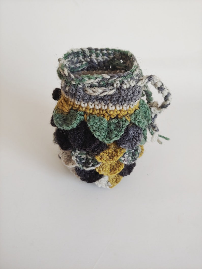 Scale Dice bag black gray green pouch crocodile stitch