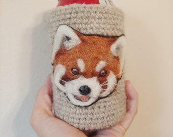 Red Panda can cozy needle felted