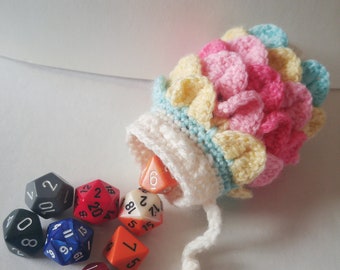 Scale Dice bag pastel coloured pouch / crocodile stitch