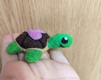 small green needle felted turtle