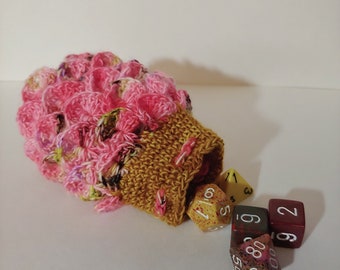 Scale Dice bag pink yellow trinket pouch / crocodile stitch