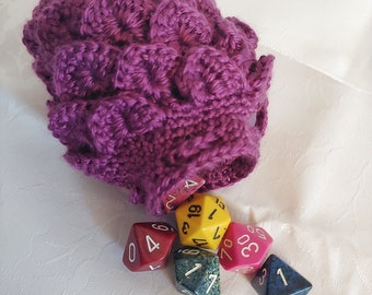 Scale Dice bag bright purple pouch / crocodile stitch