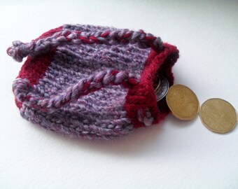 Knitted berry wine pouch / dice bag