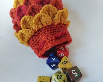 Small Scale Dice bag flame pouch / crocodile stitch