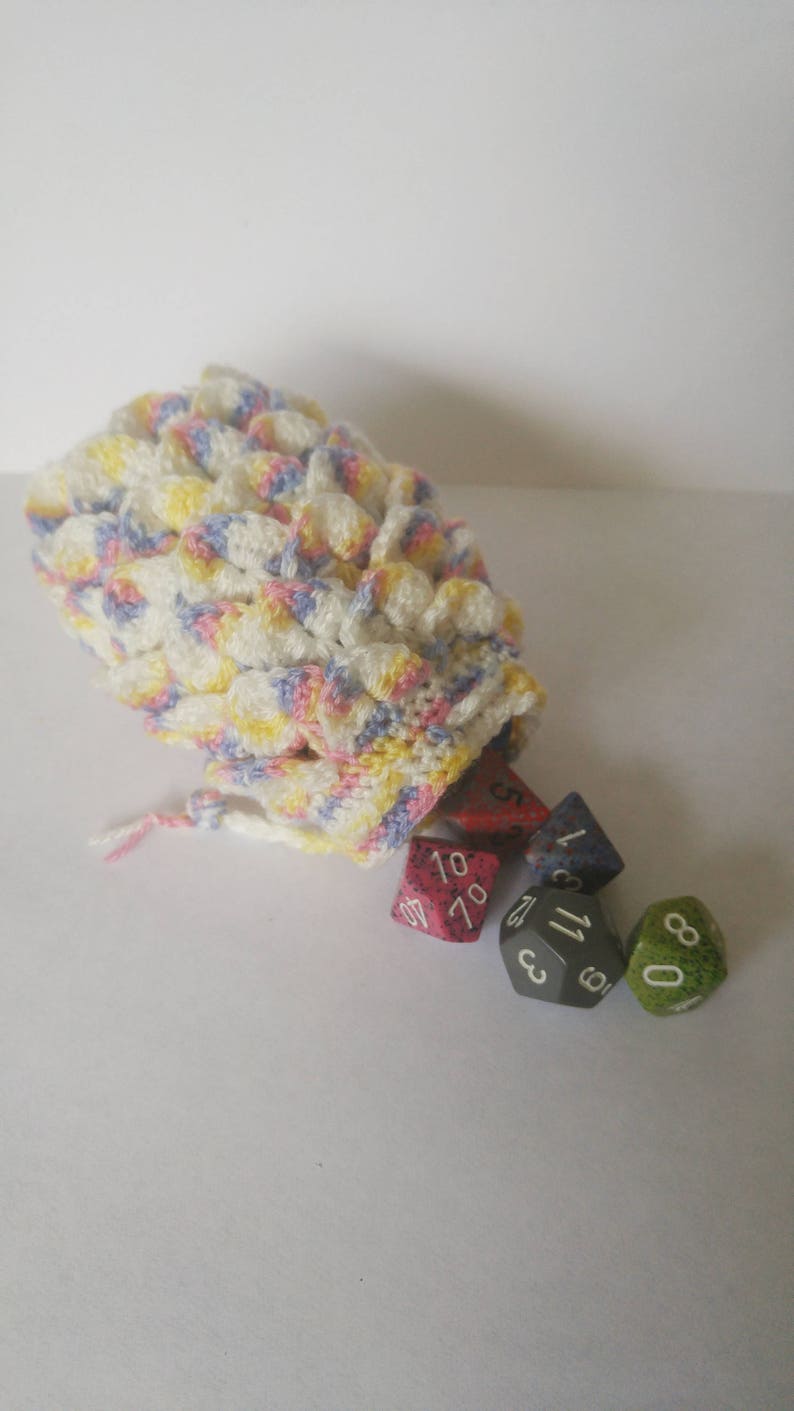 Scale Dice bag unicorn colours pouch / crocodile stitch image 4