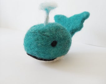 miniature whale needle felted sculpture