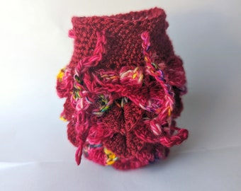 Scale Dice bag pink pop rock and red pouch / crocodile stitch