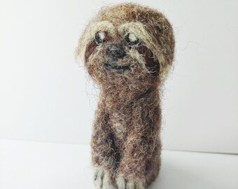 miniature sloth needle felted sculpture