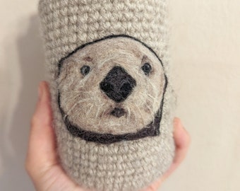 Sea otter can cozy  Needle felted