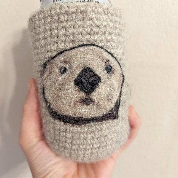 Sea otter can cozy  Needle felted