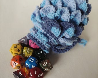 Scale Dice bag blue pouch / crocodile stitch