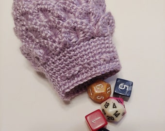 Scale Dice bag lilac purple pouch / crocodile stitch