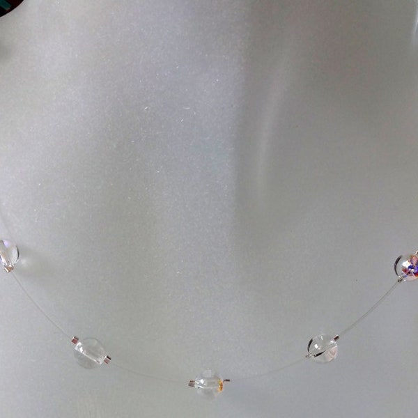 Clear crystal ab floating necklace. Shipped free.