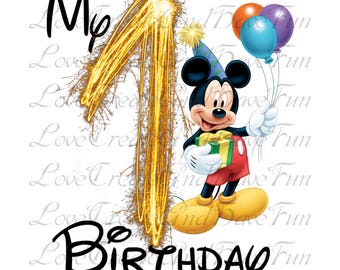 Mickey Mouse dorado de primer cumpleaños, caricatura personalizada, cumpleaños de niño, feliz cumpleaños, niño, cumpleaños, niño, PNG