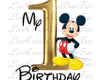Mickey Mouse dorado de primer cumpleaños, caricatura personalizada, cumpleaños de niño, feliz cumpleaños, niño, cumpleaños, niño, PNG