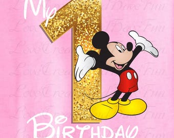 Mickey Mouse dorado de primer cumpleaños, caricatura personalizada, cumpleaños de niño, feliz cumpleaños, niño, cumpleaños, niño, PNG