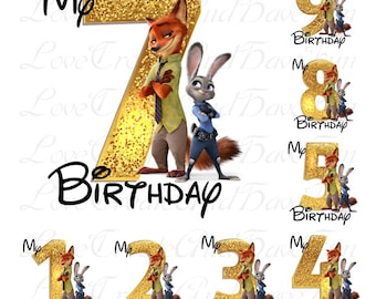 Mi cumpleaños Golden Zootopia 2 personalizado dibujos animados cumpleaños niño PNG, feliz cumpleaños PNG, cumpleaños niño PNG