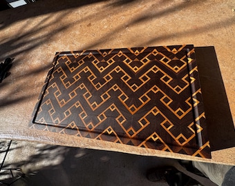 Woven End Grain Cutting Board – Walnut, Maple & Exotic Hardwood – Handmade Butcher Block