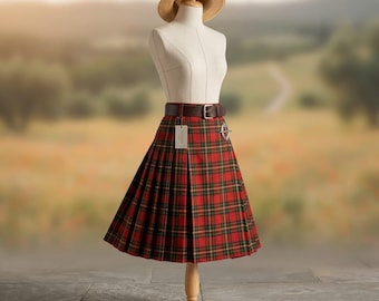 Falda larga de tartán escocés para mujer – Elegante falda larga a cuadros disponible en más de 50 estampados de tartán. Pliegues disponibles en tallas de cintura de 26" a 54".