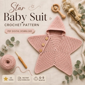 Star Baby Suit Crochet Pattern | Side Opening Wrap Cocoon (PDF Download)