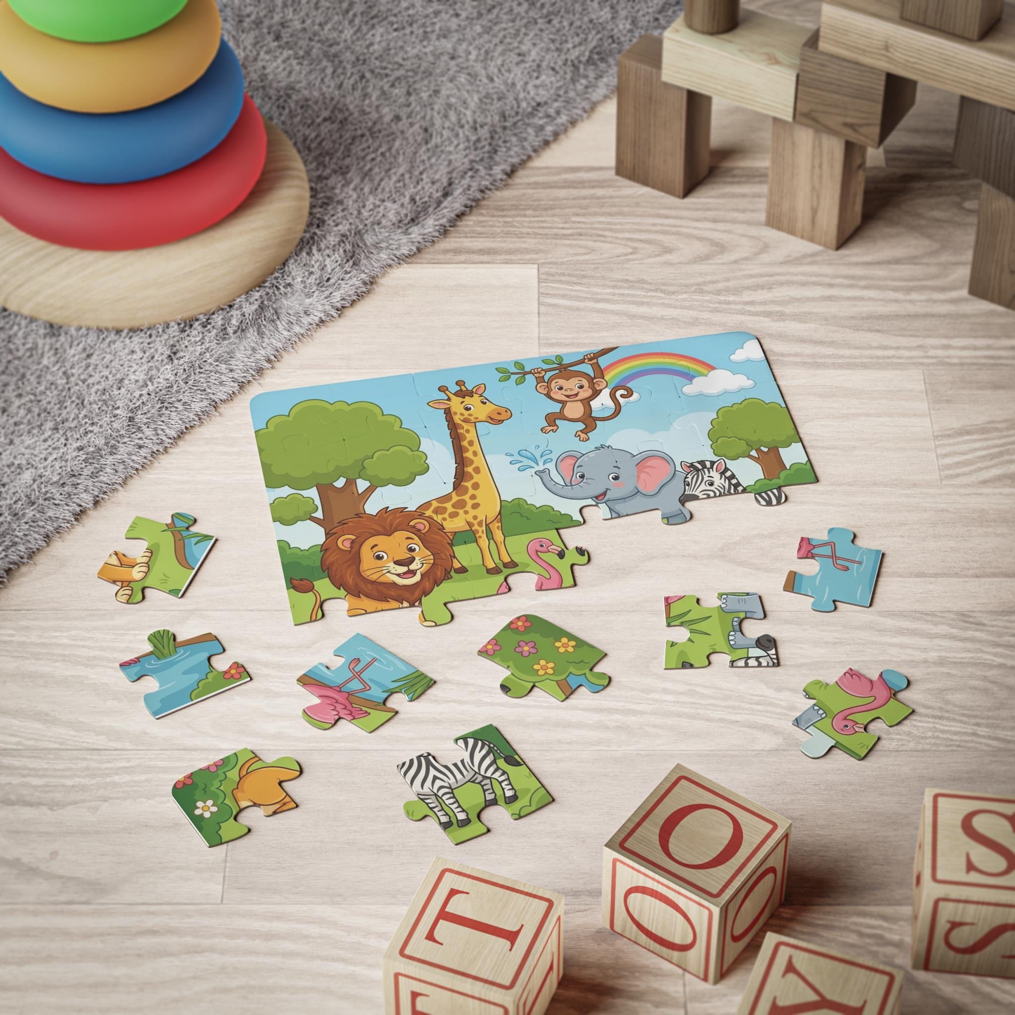 Zoo Animals Kids Puzzle | 30-PIECE Animal Jigsaw for Children - Etsy