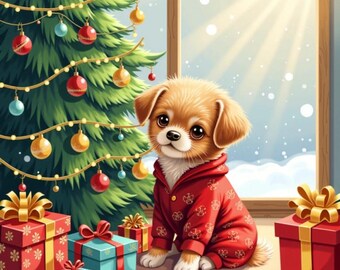 Puzzle di Natale con cucciolo in felpa con cappuccio / Regali per le feste