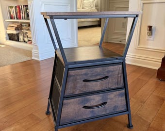 Wooden Side Table Nightstand With 2 Drawer For Bedroom | Wood Nightstand | Modern Nightstand | Bedside Organizer | Modern Side Table