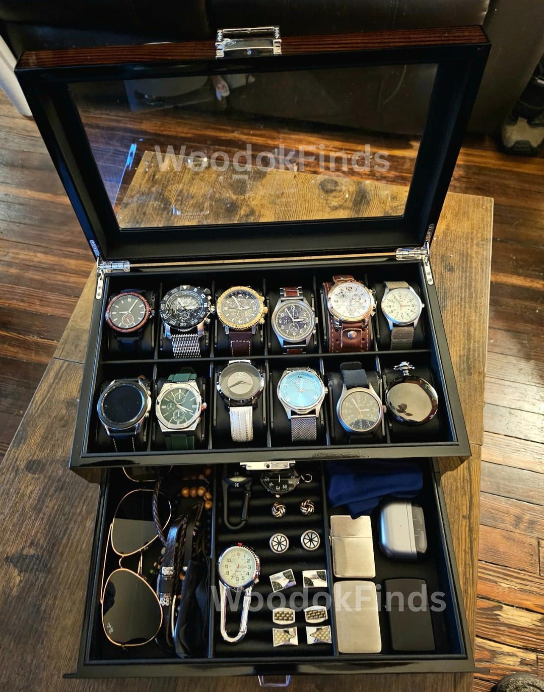 Watch Keeping Box Wooden Watch Box With Valet Drawer | Watch Display Box | Mens Watch Box ...