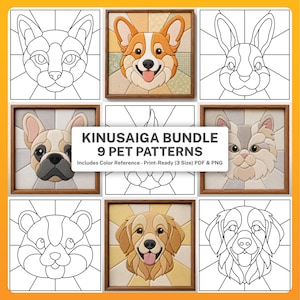 Pacote de Moldes para Bichinhos de Estimação Kinusaiga, 9 Moldes para Bichinhos de Estimação, Artesanato para Iniciantes (Download Digital)