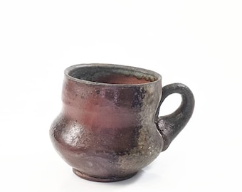 Red Coffee Mug, dark wood fired cup
