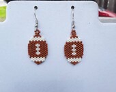 Beaded Football Earring Great Gift for Foot Ball Season Brick Stitch, Peyote, Sports, Southwestern, Great Gift