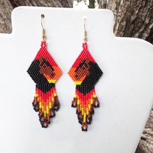 Native American Style Beaded Brown and Black Sunset Horse Earrings Beautiful Southwestern, Boho, Hippie Great Gift Very Light image 8