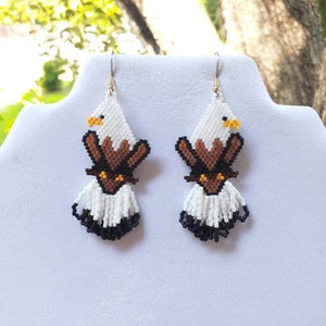 Native American Style Beaded Eagle Animal Wildlife Earrings - Etsy