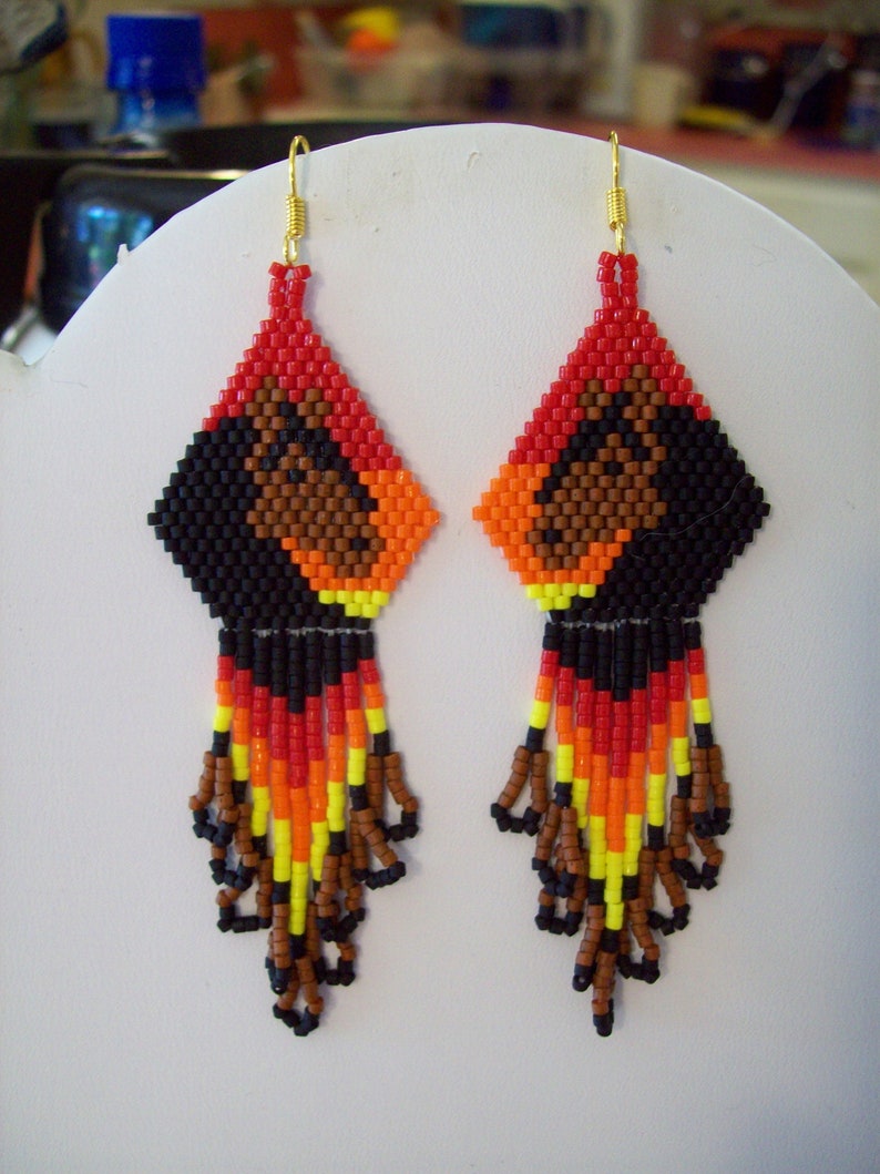 Native American Style Beaded Brown and Black Sunset Horse Earrings Beautiful Southwestern, Boho, Hippie Great Gift Very Light image 5