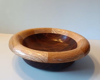 Black Walnut with Segmented Oak Rim Lathe Turned bowl, trinket dish