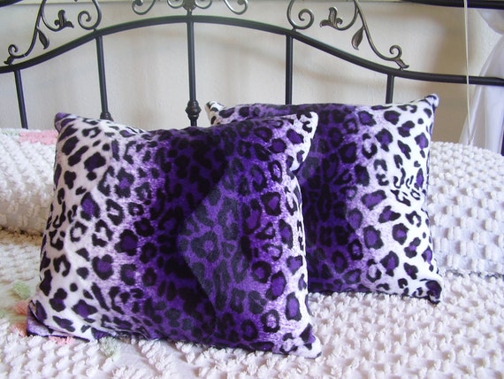 Faux Fur Handmade Dark Purple And Black Leopard Print Throw Etsy