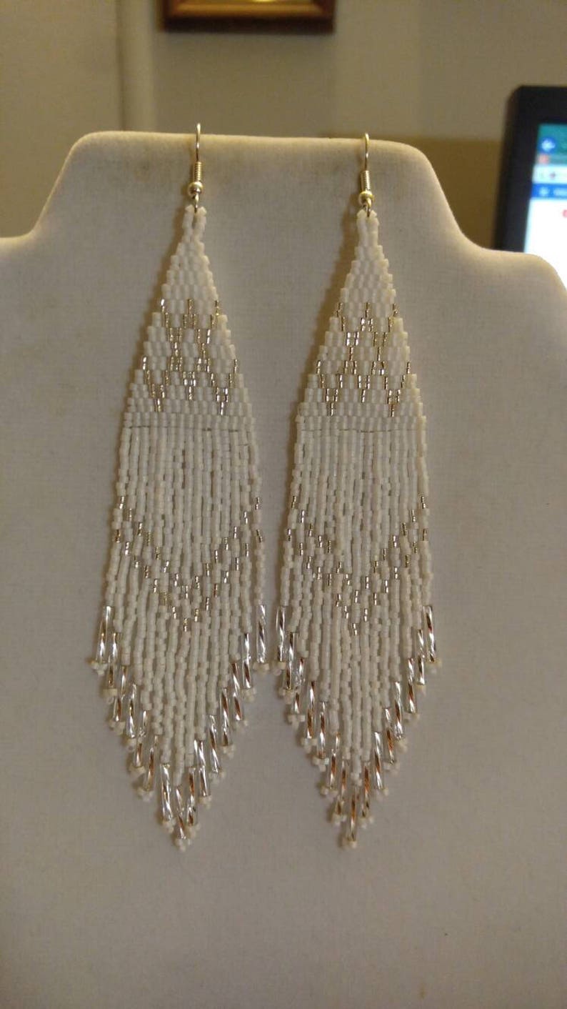Native American Style Beaded White and Silver Wedding ...