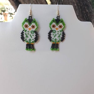 Native American Style Beaded Green Owl Earring Animal - Etsy