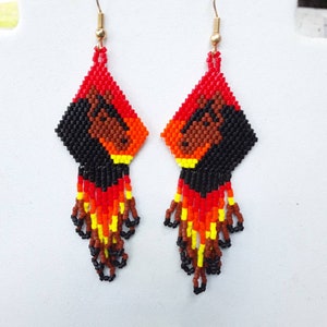 Native American Style Beaded Brown and Black Sunset Horse Earrings Beautiful Southwestern, Boho, Hippie Great Gift Very Light image 2
