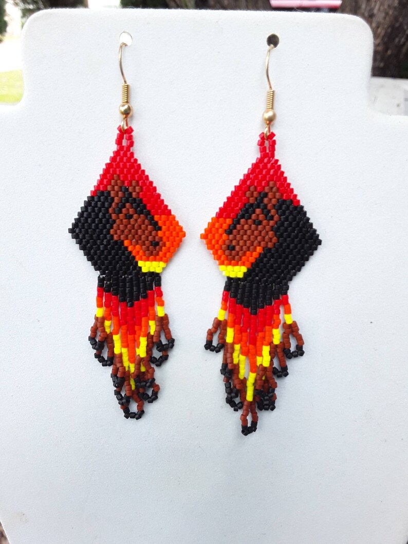 Native American Style Beaded Brown and Black Sunset Horse Earrings Beautiful Southwestern, Boho, Hippie Great Gift Very Light image 2