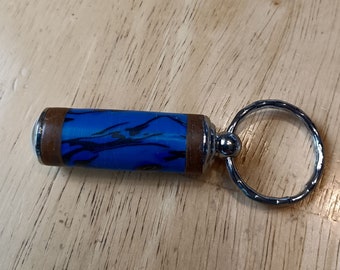 Lathe turned hidden compartment recycled plastic and wood pill box, bottle, keychain one of a kind nice gift Ready to Ship