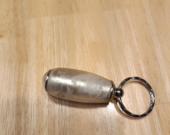 Hidden Pill Compartment Keychain Silver Resin Beautifully Hand-Crafted Lathe turned great gift Ready to Ship