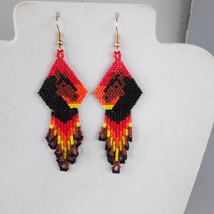 Native American Style Beaded Brown and Black Sunset Horse Earrings Beautiful Southwestern, Boho, Hippie Great Gift Very Light image 9